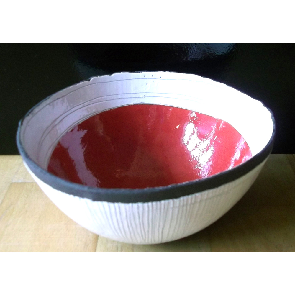 medium red bowl