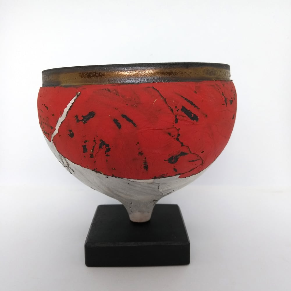 red and white vase